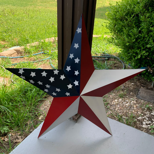 USA FLAG STAR STYLE# 5 RED WHITE & BLUE AMERICANA METAL BARN STAR WALL ART HANDMADE TO ORDER NEW