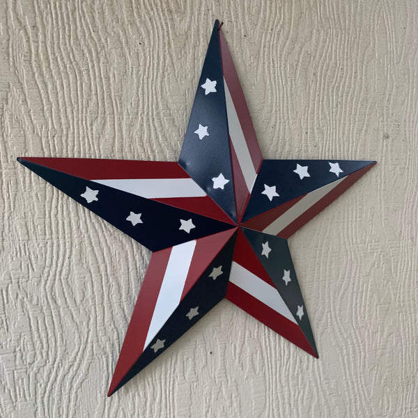 12",16",24",30",36" USA BARN STAR AMERICAN FLAG STAR RED WHITE & BLUE METAL STAR HANDMADE NEW