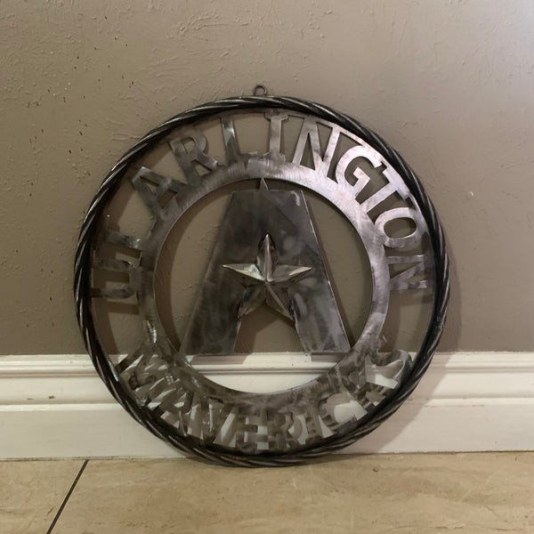 UTA ARLINGTON CUSTOM RAW METAL VINTAGE CRAFT TEAM SIGN WETSERN HOME DECOR HANDMADE