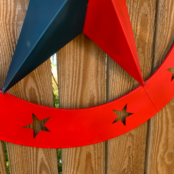 24" WIDE BAND RING BARN STAR METAL LONE STAR 3d WALL ART WESTERN HOME DECOR HANDMADE NEW #EH12758