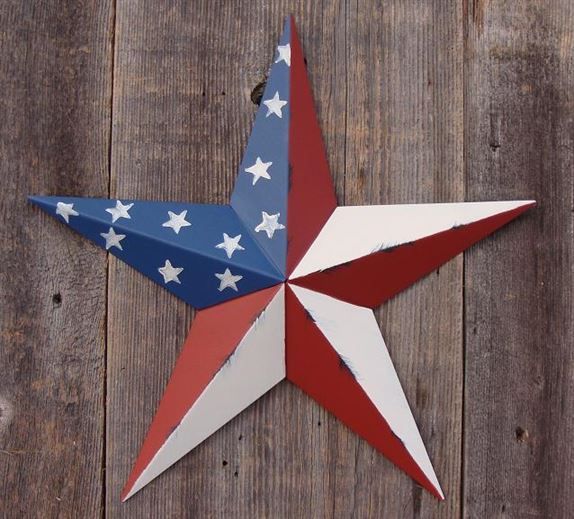 #EH10412 RUSTIC BARN STAR 10",16"24" DISTRESSED METAL WALL ART MULTI COLOR WESTERN HOME DECOR HANDMADE