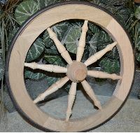 #EH10421 TEA CART WHEEL WAGON WHEEL WESTERN HOME DECOR HANDMADE WOOD ART NEW