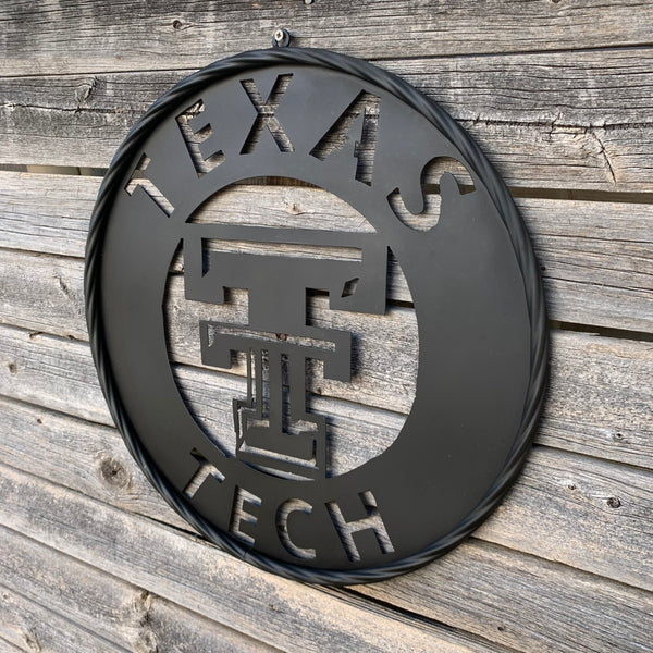 12",18",24",32",36" TEXAS TECH RUSTIC BLACK CUSTOM METAL VINTAGE CRAFT TEAM SIGN HANDMADE TO ORDER