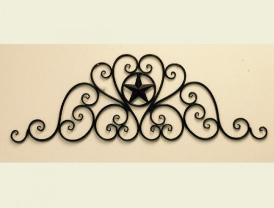 CROSS SCROLL ART WORK METAL WALL DECOR WESTERN HOME DECOR BRONZE NEW 46.5" X 16" #EH12192
