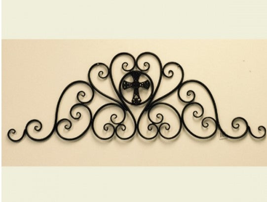 CROSS SCROLL ART WORK METAL WALL DECOR WESTERN HOME DECOR BRONZE NEW 46.5" X 16" #EH12192