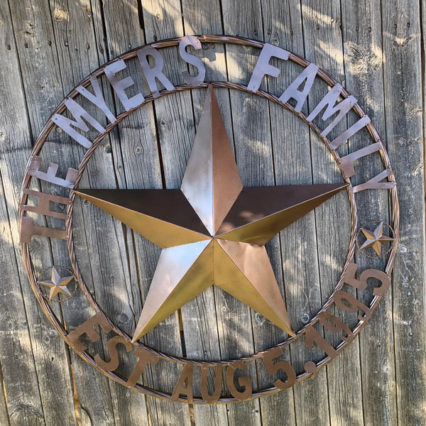 MYERS STYLE YOUR CUSTOM NAME STAR BARN STAR METAL LONE STAR WESTERN HOME DECOR RUSTIC BLACK HANDMADE 24",32",36",50"