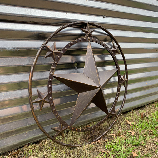 24" MULTI STAR BEADED COLIBROX BARN STAR METAL LONESTAR WESTERN HOME DECOR HANDMADE RUSTIC DARK BRONZE NEW