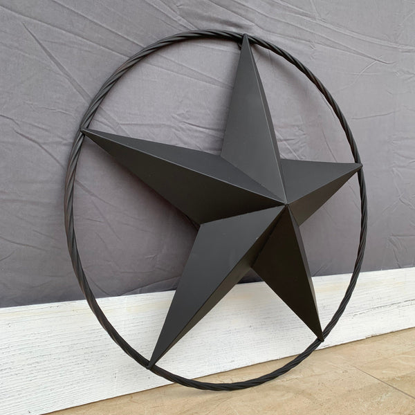 RUSTIC BLACK BARN STAR 3d TWISTED ROPE RING WESTERN HOME DECOR HANDMADE NEW 3" TO 72"-#EH10608