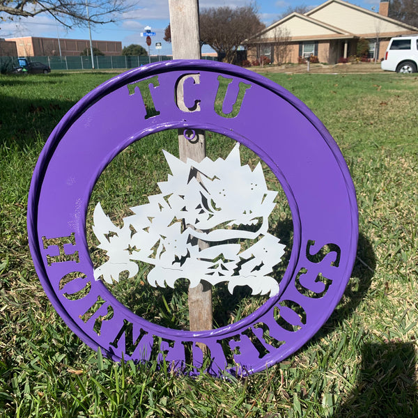 18",24",32" TCU HORNED FROGS CUSTOM METAL VINTAGE CRAFT TEAM SIGN WESTERN HOME DECOR HANDMADE