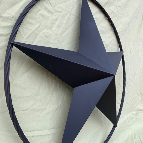 RUSTIC BLACK BARN STAR METAL LONE STAR 3d TWISTED ROPE RING WESTERN HOME DECOR HANDMADE NEW 12",16",24",32",36"-#EH10608