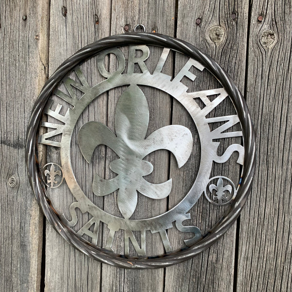 12", 18", 24 NEW ORLEANS SAINTS CUSTOM RAW METAL CRAFT SIGN WALL ART WESTERN HOME DECOR LASERCUT ART