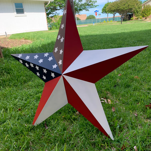 USA FLAG STAR STYLE# 5 RED WHITE & BLUE AMERICANA METAL BARN STAR WALL ART HANDMADE TO ORDER NEW