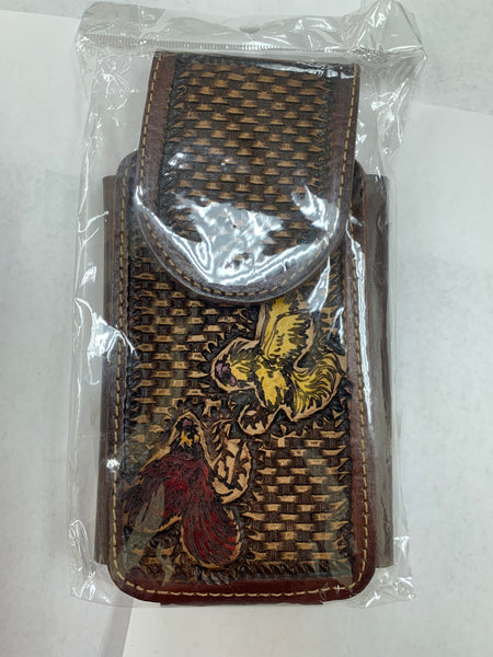 #EH11709 EAGLE 7" LEATHER POUCH EXTRA LARGE BELT LOOP CELL PHONE CASE UNIVERSAL OVERSIZE WESTERN LEATHER ART HANDMADE NEW