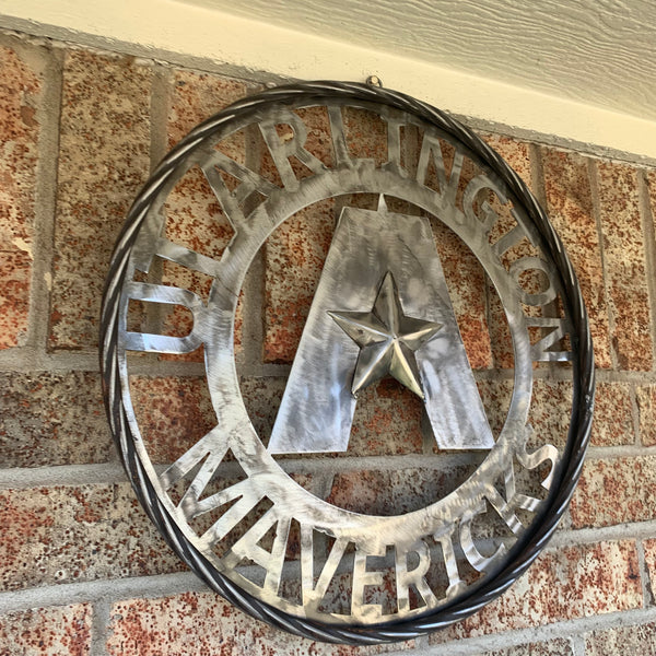 UTA ARLINGTON CUSTOM RAW METAL VINTAGE CRAFT TEAM SIGN WETSERN HOME DECOR HANDMADE