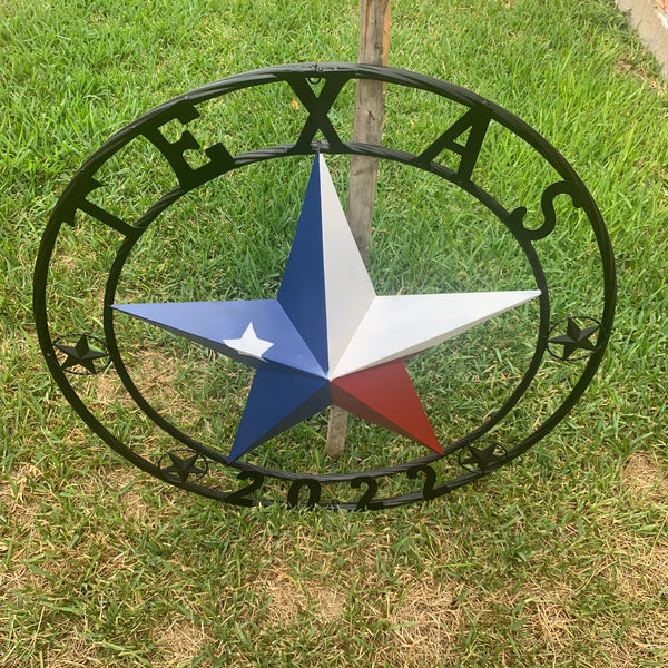 TEXAS 2022 STYLE CUSTOM NAME BARN STAR METAL LONESTAR 3d TWISTED BLACK ROPE RING WESTERN HOME DECOR   HANDMADE 24",32",36"