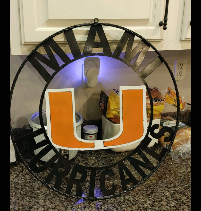 18", 24", 32" MIAMI HURRICANES CUSTOM METAL VINTAGE CRAFT SIGN TEAM HANDMADE