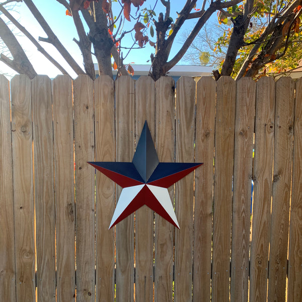 16",24",36" RED WHITE & BLUE METAL BARN STAR METAL WALL ART HANDMADE