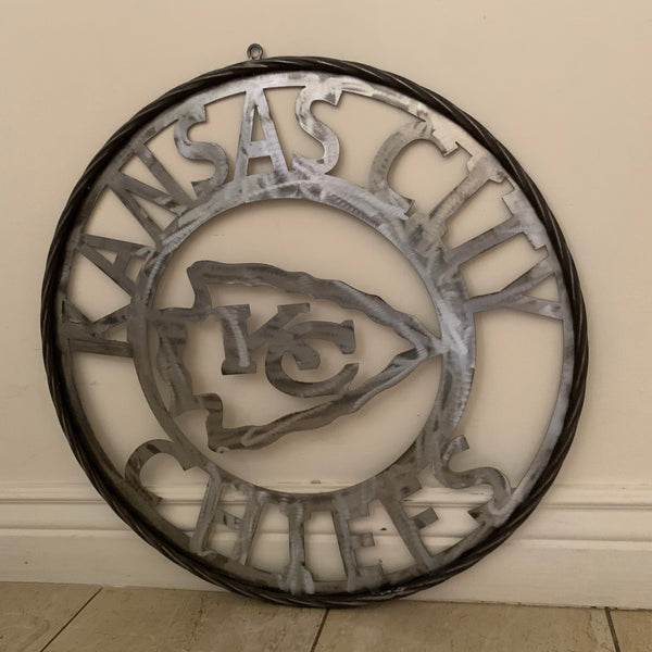 KANSAS CITY CHIEFS RAW METAL CUSTOM METAL LASERCUT VINTAGE CRAFT TEAM DECOR HANDMADE