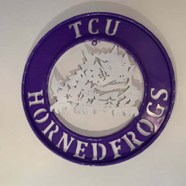 18",24",32" TCU HORNED FROGS CUSTOM METAL VINTAGE CRAFT TEAM SIGN WESTERN HOME DECOR HANDMADE