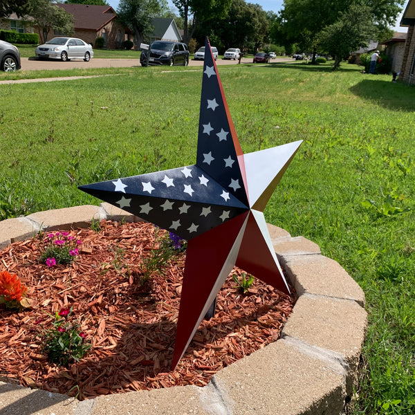 USA FLAG STAR STYLE# 5 RED WHITE & BLUE AMERICANA METAL BARN STAR WALL ART HANDMADE TO ORDER NEW