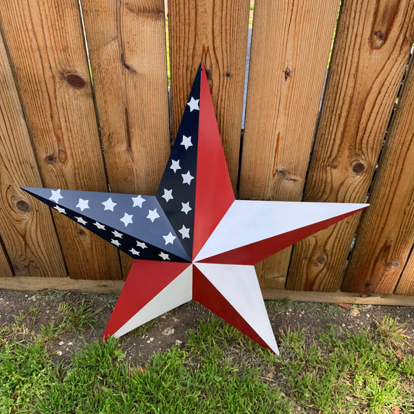 USA FLAG STAR STYLE# 5 RED WHITE & BLUE AMERICANA METAL BARN STAR WALL ART HANDMADE TO ORDER NEW