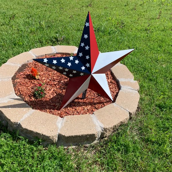 USA FLAG STAR STYLE# 5 RED WHITE & BLUE AMERICANA METAL BARN STAR WALL ART HANDMADE TO ORDER NEW