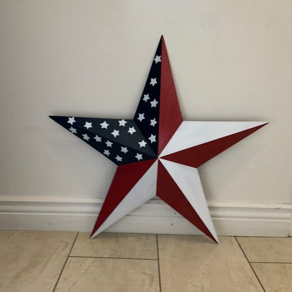 USA FLAG STAR STYLE# 5 RED WHITE & BLUE AMERICANA METAL BARN STAR WALL ART HANDMADE TO ORDER NEW