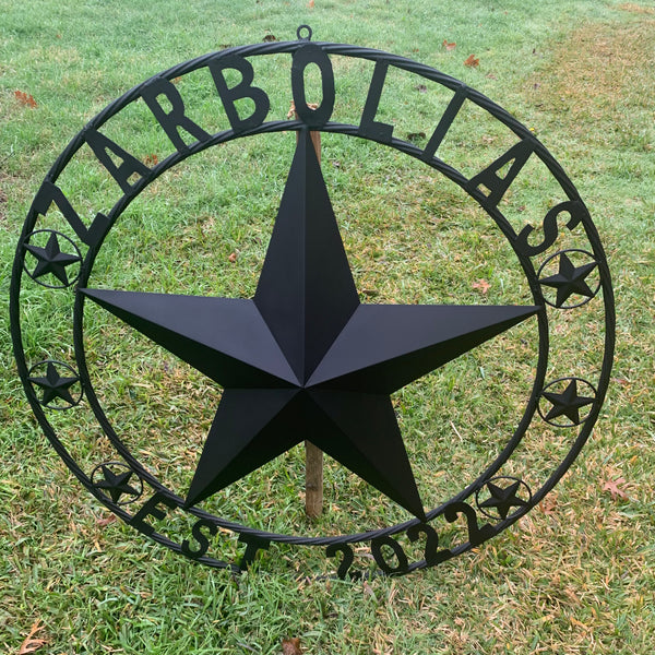 ZARBOLIAS STYLE CUSTOM NAME STAR BARN METAL STAR 3d TWISTED ROPE RING WESTERN HOME DECOR RUSTIC BLACK HANDMADE 24",32",36",50"