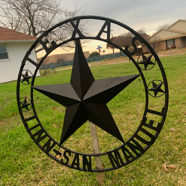 LINN SAN MANUEL STYLE YOUR CUSTOM NAME STAR METAL BARN LONE STAR 3d TWISTED ROPE RING WESTERN HOME DECOR HANDMADE NEW