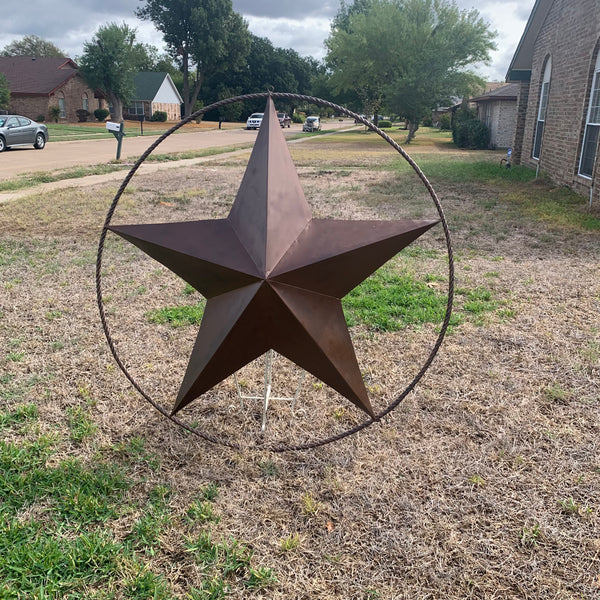 LONE STAR 60" BARN STAR METAL RUSTIC  BRONZE VINTAGE COPPER WALL ART WESTERN HOME DECOR HANDMADE NEW EH10524