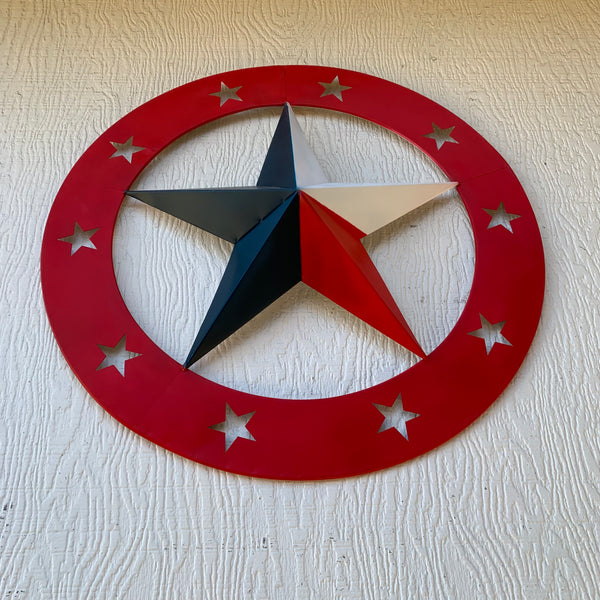 24" WIDE BAND RING BARN STAR METAL LONE STAR 3d WALL ART WESTERN HOME DECOR HANDMADE NEW #EH12758