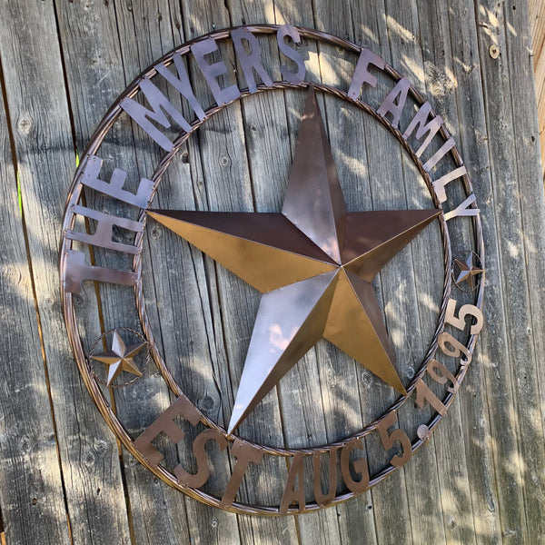 MYERS STYLE YOUR CUSTOM NAME STAR BARN STAR METAL LONE STAR WESTERN HOME DECOR RUSTIC BLACK HANDMADE 24",32",36",50"