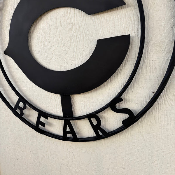 CHICAGO BEARS CUSTOM METAL VINTAGE CRAFT SIGN TEAM RISTIC BLACK HANDMADE