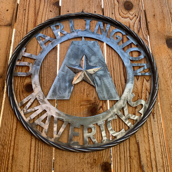 UTA ARLINGTON CUSTOM RAW METAL VINTAGE CRAFT TEAM SIGN WETSERN HOME DECOR HANDMADE