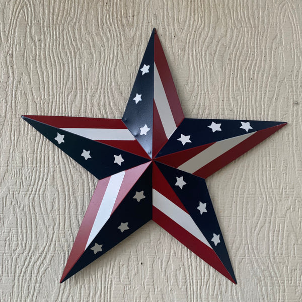12",16",24",30",36" USA BARN STAR AMERICAN FLAG STAR RED WHITE & BLUE METAL STAR HANDMADE NEW