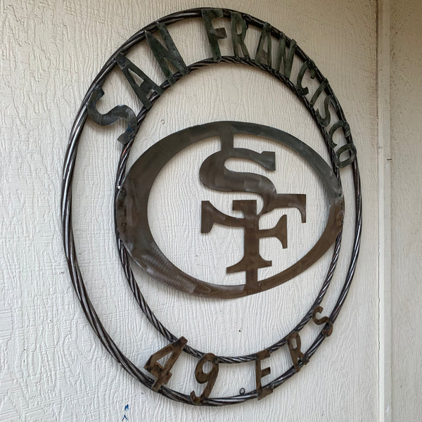 36" SAN FRANCISCO 49ERS CUSTOM RAW METAL VINTAGE CRAFT TEAM SIGN HAND MADE IN USA