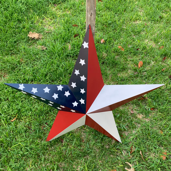 USA FLAG STAR STYLE# 5 RED WHITE & BLUE AMERICANA METAL BARN STAR WALL ART HANDMADE TO ORDER NEW