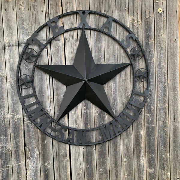 LINN SAN MANUEL STYLE YOUR CUSTOM NAME STAR METAL BARN LONE STAR 3d TWISTED ROPE RING WESTERN HOME DECOR HANDMADE NEW