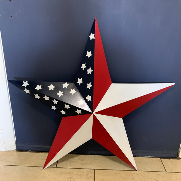 USA FLAG STAR STYLE# 5 RED WHITE & BLUE AMERICANA METAL BARN STAR WALL ART HANDMADE TO ORDER NEW