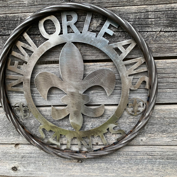 12", 18", 24 NEW ORLEANS SAINTS CUSTOM RAW METAL CRAFT SIGN WALL ART WESTERN HOME DECOR LASERCUT ART