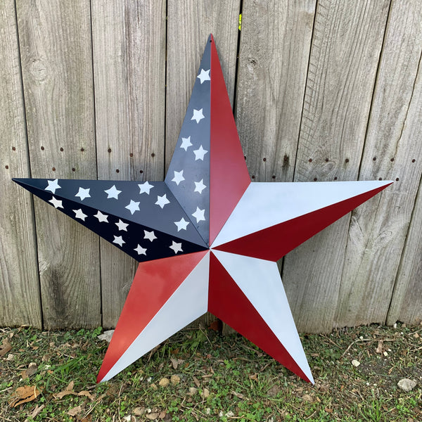 USA FLAG STAR STYLE# 5 RED WHITE & BLUE AMERICANA METAL BARN STAR WALL ART HANDMADE TO ORDER NEW