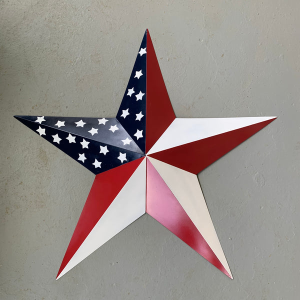 USA FLAG STAR STYLE# 5 RED WHITE & BLUE AMERICANA METAL BARN STAR WALL ART HANDMADE TO ORDER NEW