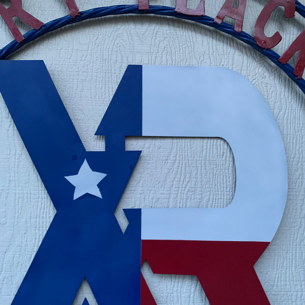#EH11299 CUSTOM NAME XR ROOFING STYLE SIGN RED,WHITE & BLUE TEXAS FLAG LOGO HANDMADE