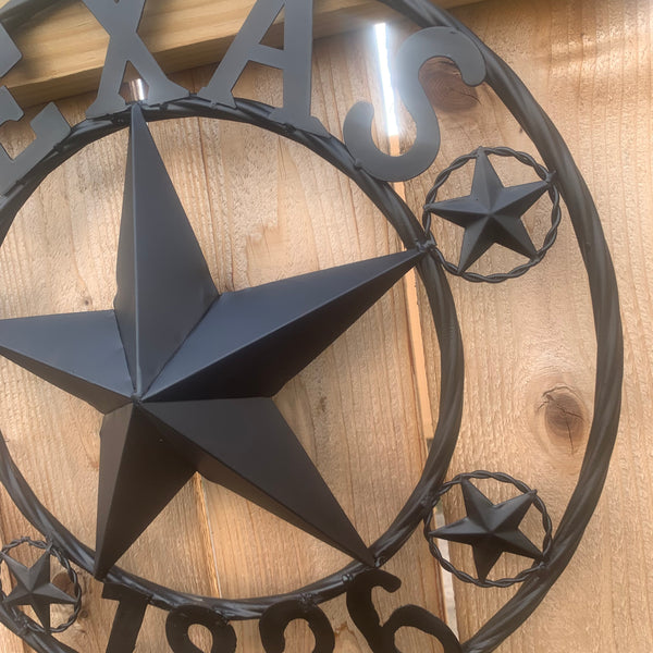 TEXAS 1836 BLACK BARN STAR METAL LONESTAR WESTERN HOME DECOR HANDMADE NEW 16",24",36",50"