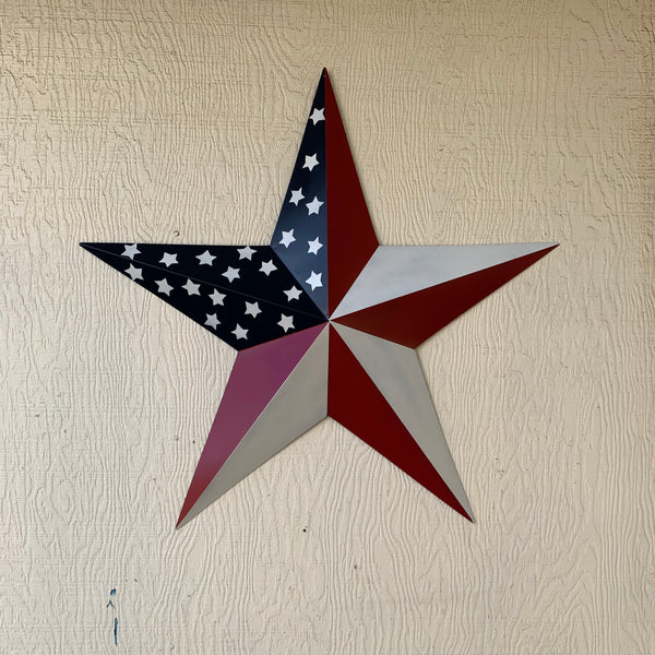 USA FLAG STAR STYLE# 5 RED WHITE & BLUE AMERICANA METAL BARN STAR WALL ART HANDMADE TO ORDER NEW