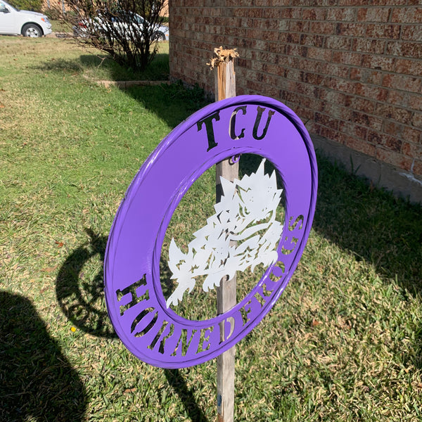 18",24",32" TCU HORNED FROGS CUSTOM METAL VINTAGE CRAFT TEAM SIGN WESTERN HOME DECOR HANDMADE
