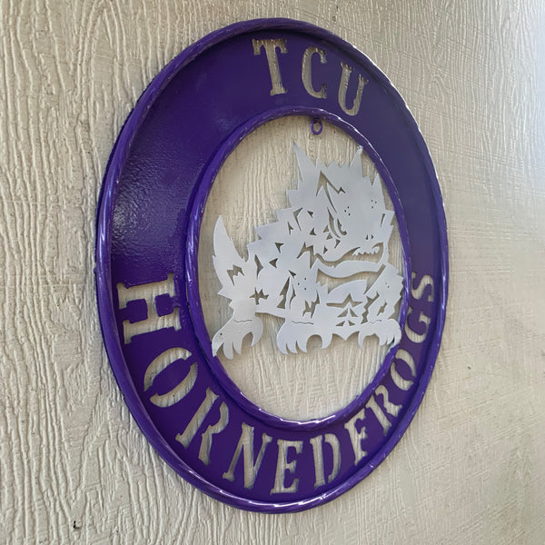 18",24",32" TCU HORNED FROGS CUSTOM METAL VINTAGE CRAFT TEAM SIGN WESTERN HOME DECOR HANDMADE