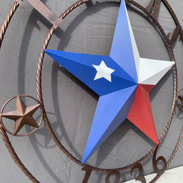 1836 TEXAS FLAG STAR RED WHITE BLUE TWISTED BRONZE RING WESTERN HOME DECOR HANDMADE NEW
