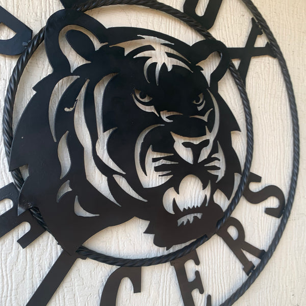 GEAUX TIGERS BLACK CUSTOM METAL VINTAGE CRAFT SIGN TEAM HANDMADE