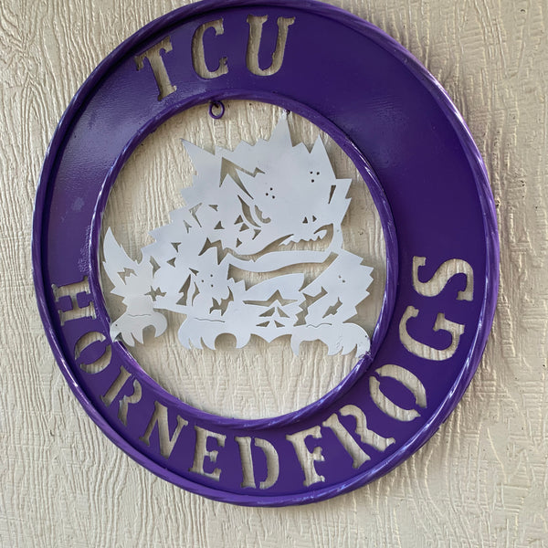 18",24",32" TCU HORNED FROGS CUSTOM METAL VINTAGE CRAFT TEAM SIGN WESTERN HOME DECOR HANDMADE